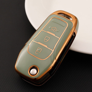 Soft TPU Golden Edge <strong>Key</strong> Case Cover for <strong>Ford</strong> Focus <strong>2</strong> 3 MK3 ST RS Ecosport Fuga Escape Fiesta Fold <strong>Key</strong> 3 Button Auto <strong>Key</strong> Holder - Product Image 2