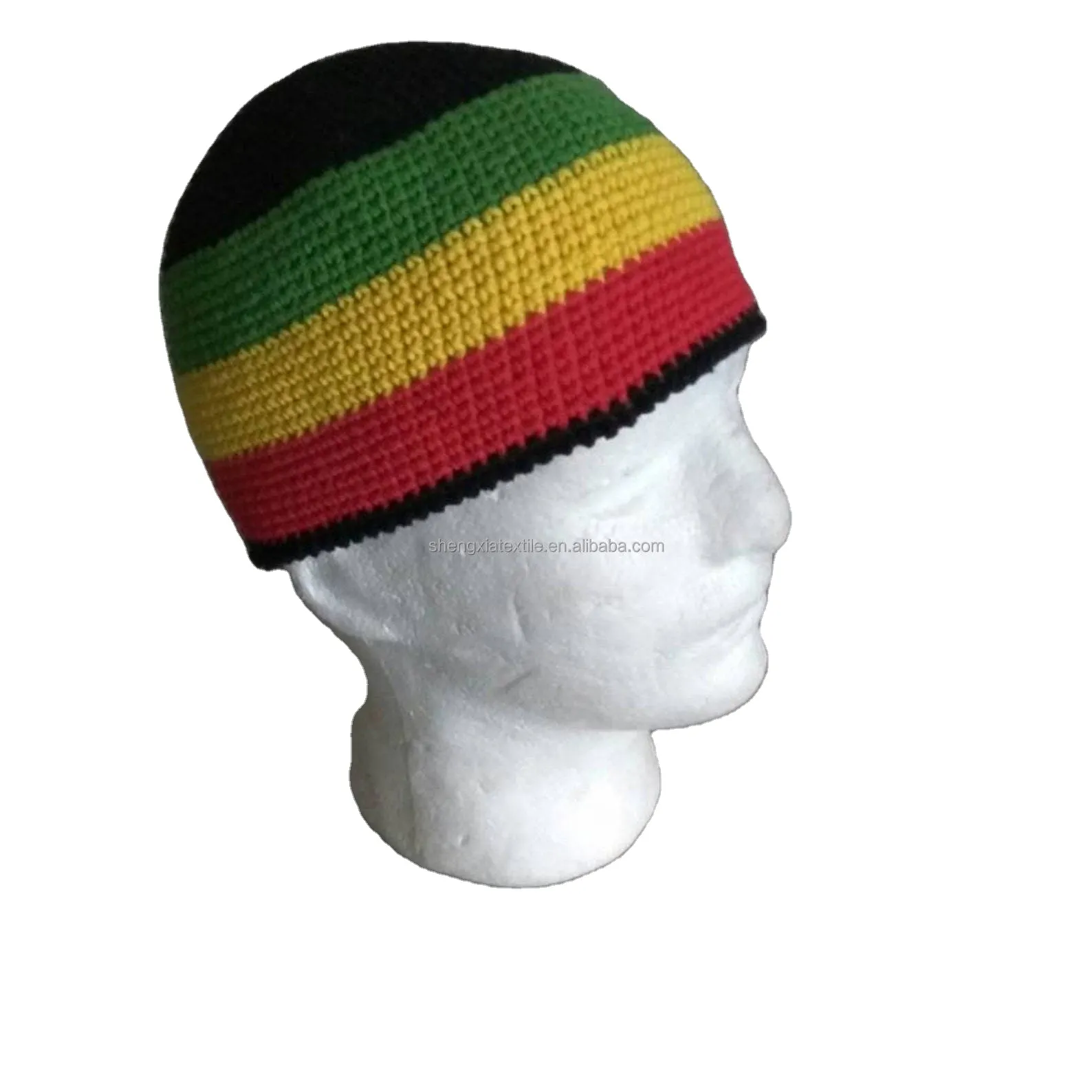 Rasta punk crochet hat - Bob Marley hat - Skullcap Cotton kufi - Mens short Rasta Beanie-giamaicano rasta hat - Skullcap Beanie