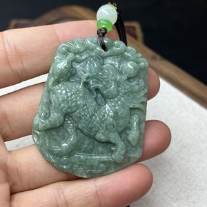 Yeni varış Kirin Jadeite yeşim kolye el Carve kolye - Product Image 3
