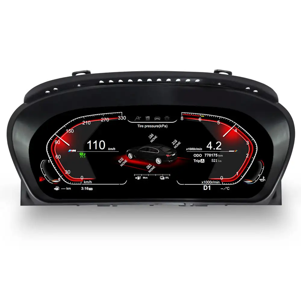 Glosok speedometer digital dasbor LCD 4 core, kluster digital layar 12 inci untuk BMW E60 E61 E63 E64 2003-2009 sistem LINUX
