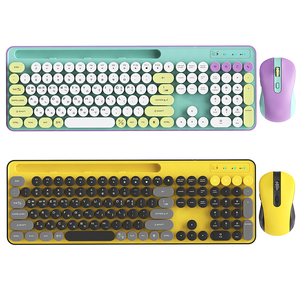 Retro Round Keycap Typewriter <strong>Keyboard</strong> with Phone/Tablet Holder Cute <strong>Colorful</strong> Wireless <strong>Keyboard</strong> <strong>and</strong> <strong>Mouse</strong> Combo for <strong>Computer</strong> - Product Image 4