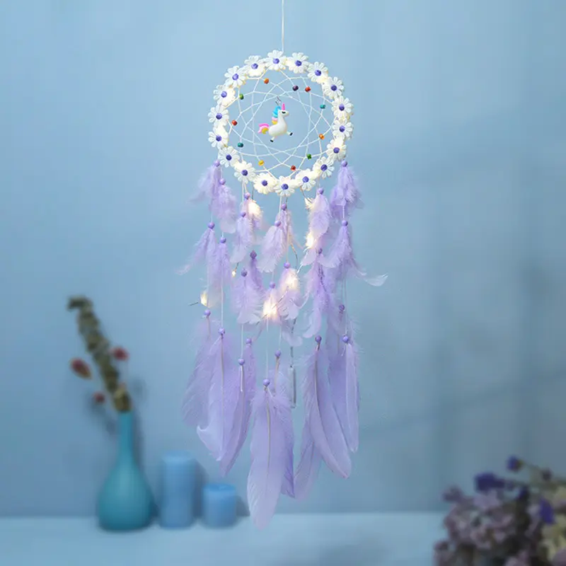 Dream Catcher Feather Pendant Wall Hanging for Car Home Girls Kids Nursery Mobile Bedroom Decoration Decor