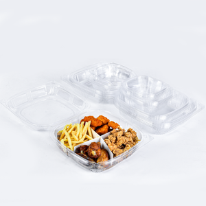 RESGビッグスナックファストフードクリアPET rPET配送9インチカスタムバーガー包装箱蓋付きプラスチックハンバーガー容器 - Product Image 1