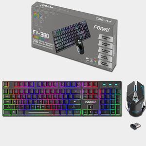 Combo de ratón de teclado inalámbrico mecánico RGB de 104 teclas recargable para computadora y dispositivos inalámbricos - Product Image 1