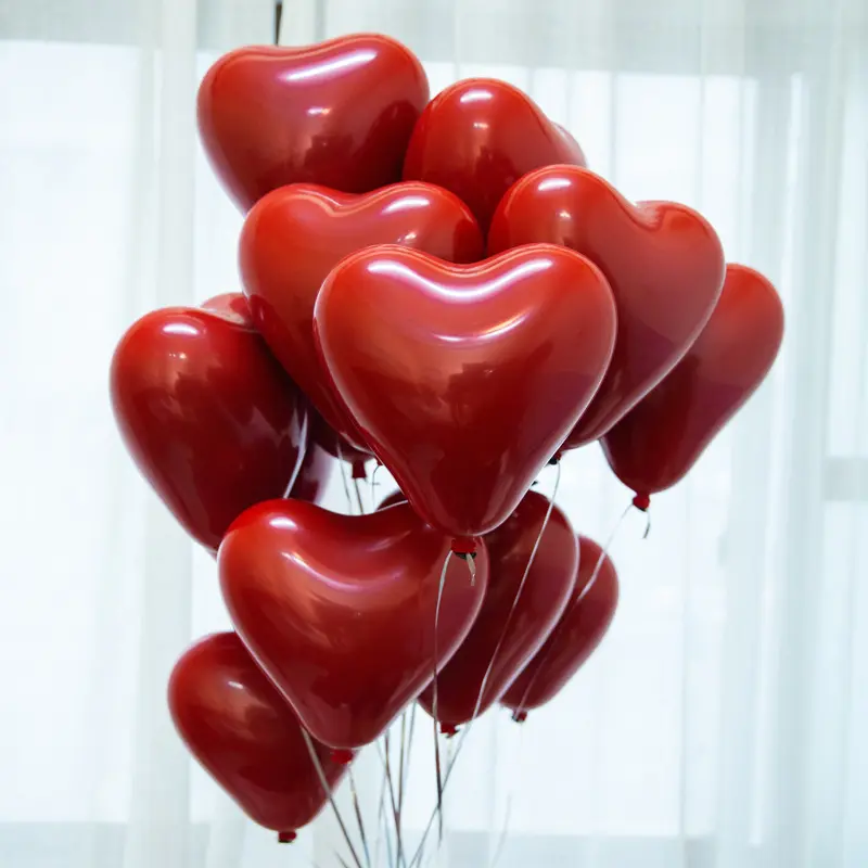 Латексные шары, круглые двухслойные шарики 10 дюймов в форме сердца, Красного рубина, для свадьбы, дома, Дня Святого Валентина, украшение, отличное качество