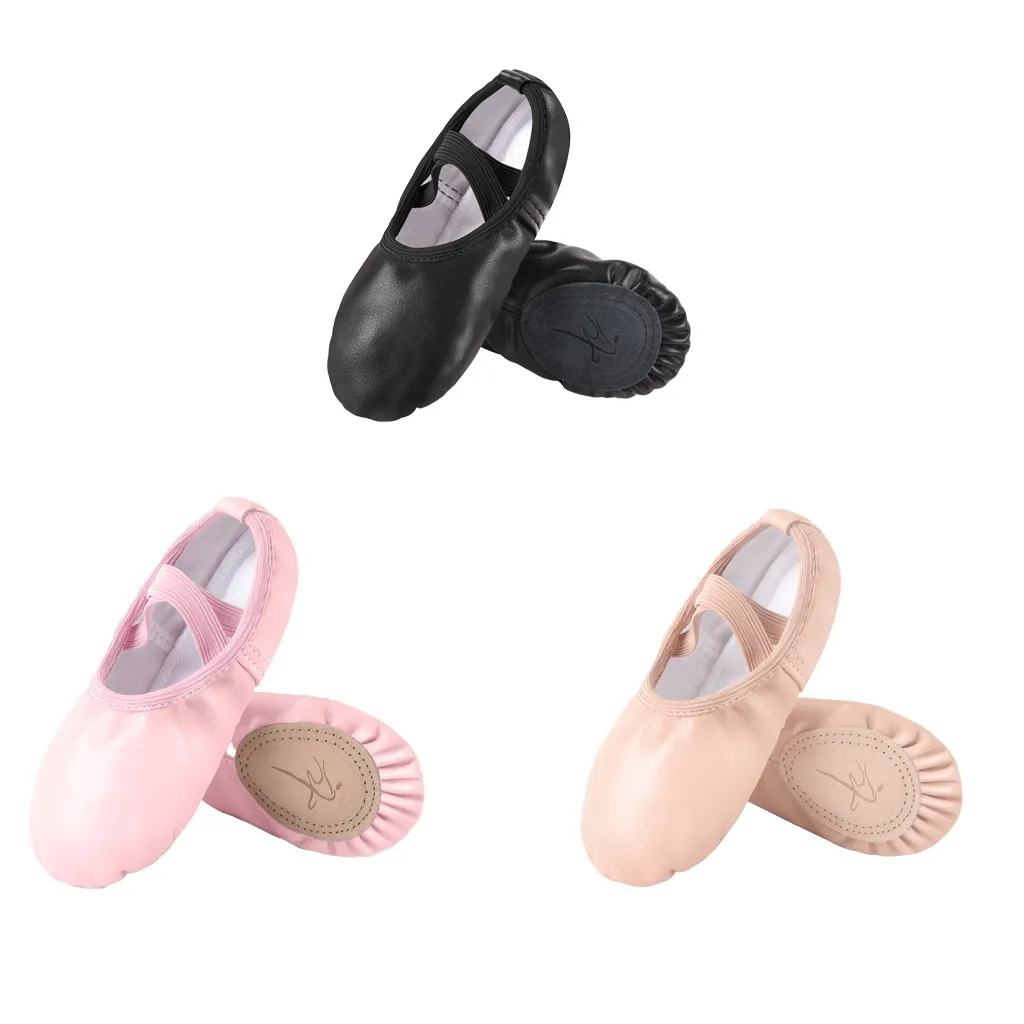 Diseño Popular Niños Niñas Bailarines de suela Diseño pequeño Material de PU Zapatos de baile para actuación de baile de ballet