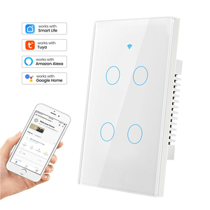 Us Standard Alexa Voice Wifi Phone Control on Off Panel <strong>Timer</strong> Led <strong>Light</strong> Waterproof Touch <strong>Sensor</strong> 4 Gang Smart Home <strong>Switch</strong>