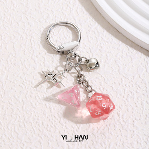 韓国クリエイティブ20-Sided Dice Metal Keychainダブルスターペンダントアクセサリー女性用バッグまたはラブレター用
