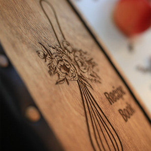 Custom Recipe Journal Wooden Cover Book Leather <strong>Cookbook</strong> Recipe <strong>Notebook</strong> for Mom - Product Image 5