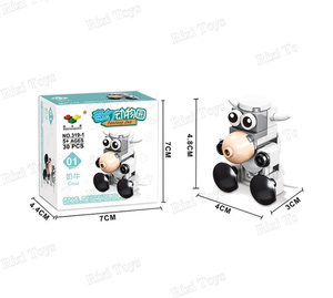 319 10 in 1 karikatür küçük parçacık ekleme meclisi penguen köpek karga horoz inek hayvan modeli oyuncak çocuklar için yapı taşları setleri - Product Image 4