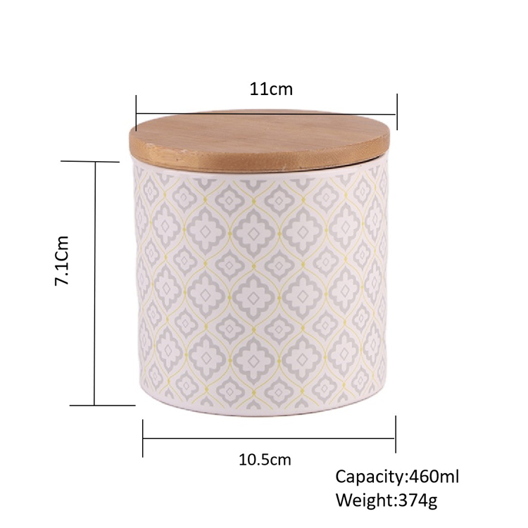 Wholesale hot sales white decal large capacity ceramic tea jar  with bamboo lid