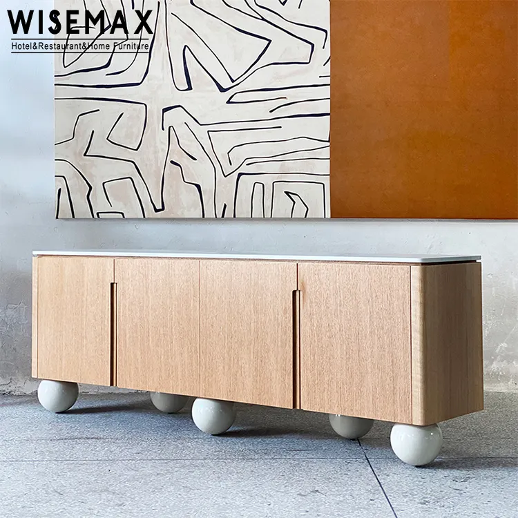 WISEMAX — meuble TV en bois de haute qualité, présentoir avec socle à billes rondes pour le salon, meilleure qualité