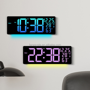 Grande digitale da parete orologio Count Down Timer con allarme a distanza grande LED 11 RGB colore DST temperatura umidità per soggiorno - Product Image 3