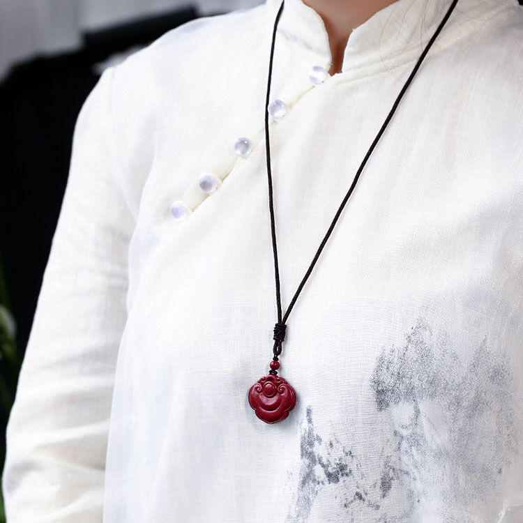 Artificial cinnabar necklace