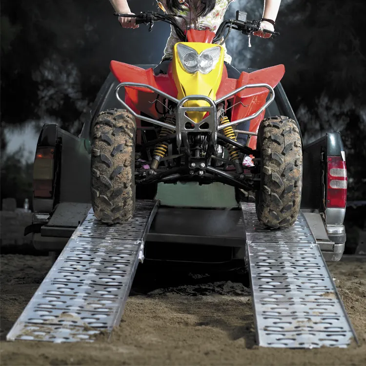 680kg tek alüminyum katlanabilir yükleme rampası ATV motosiklet motosiklet römork Quad Golf arabası UTV