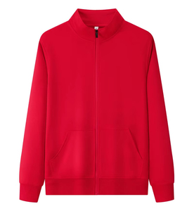 Custom Logo Spring Autumn <strong>Thin</strong> Style French Terry <strong>Long</strong> <strong>Sleeve</strong> Stand Collar Jacket Zipper up Cardigan Work Uniform <strong>Hoodies</strong> Men's