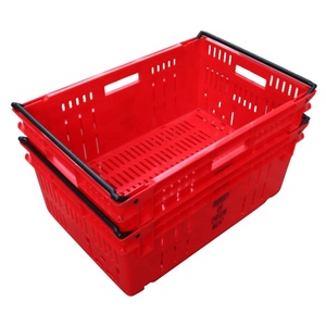 Cesta de plástico para frutas y verduras, caja de malla de colores, almacenamiento móvil de 600x400mm, cajas apilables para agricultura - Product Image 4