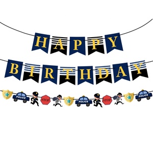 誕生日パーティー用品セット警官お誕生日おめでとうバナー強盗と警察の花輪の装飾