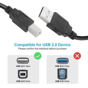 สายเคเบิลเครื่องพิมพ์ USB2.0ข USB-A ตัวผู้ถึง USB-B ตัวผู้สายต้นน้ำ2.0ตัวผู้เข้ากันได้กับไดรเวอร์ฮาร์ดไดรฟ์ภายนอกสแกนเนอร์เครื่องพิมพ์ - Product Image 3