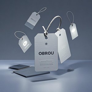 Obrou עיצוב מותאם אישית קראפט תגיות נייר עם חוט שחור לבן חוט עבור בגדים לתלות תגיות עיצוב חינם & שירותי הדפסה