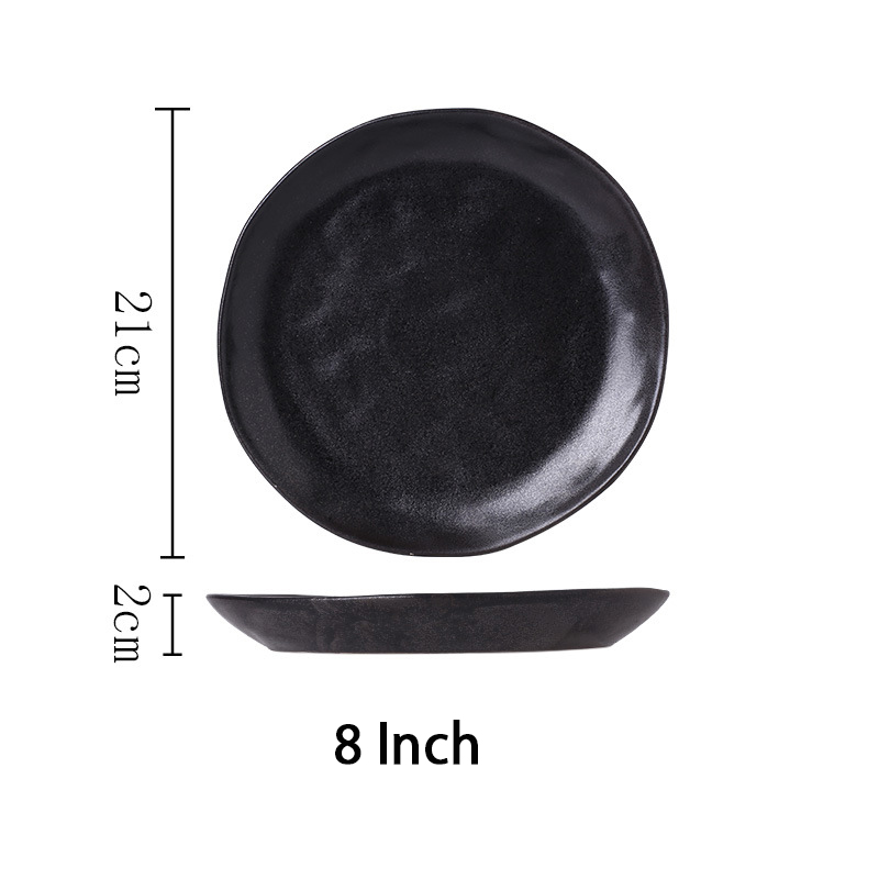 Assiette noire de 8 pouces