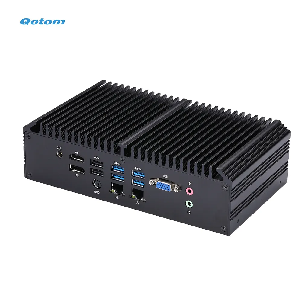 Fansız Mini endüstriyel PC Celeron 4305U/ Pentium 5405U 6x COM VGA HD DP 3 ekran bağlantı noktaları çift LAN Mini masaüstü bilgisayar