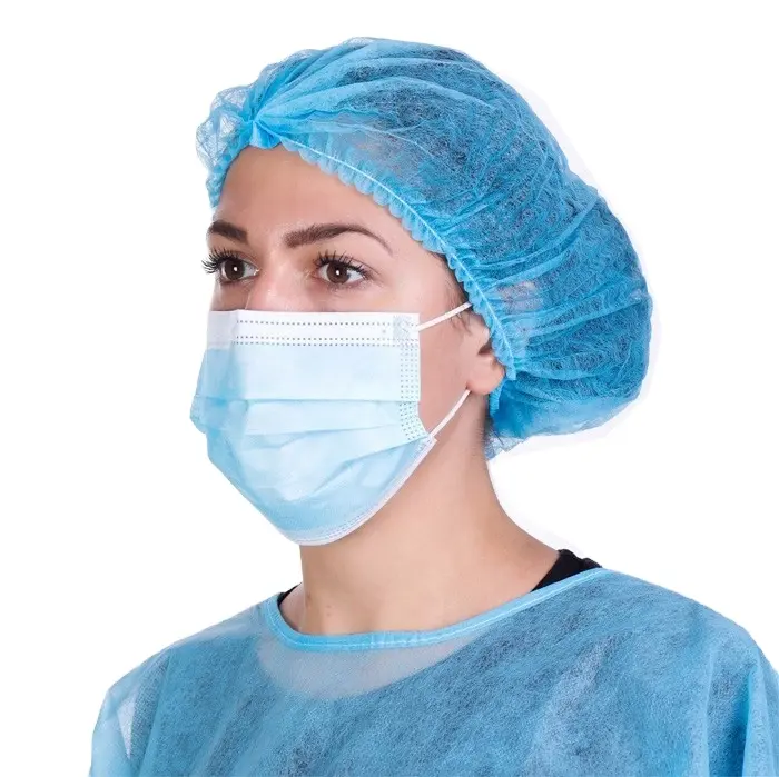 Single Double Elastic Nurse Cap Disposable Non Woven Strip Clip Cap Bouffant Surgical Mob Cap