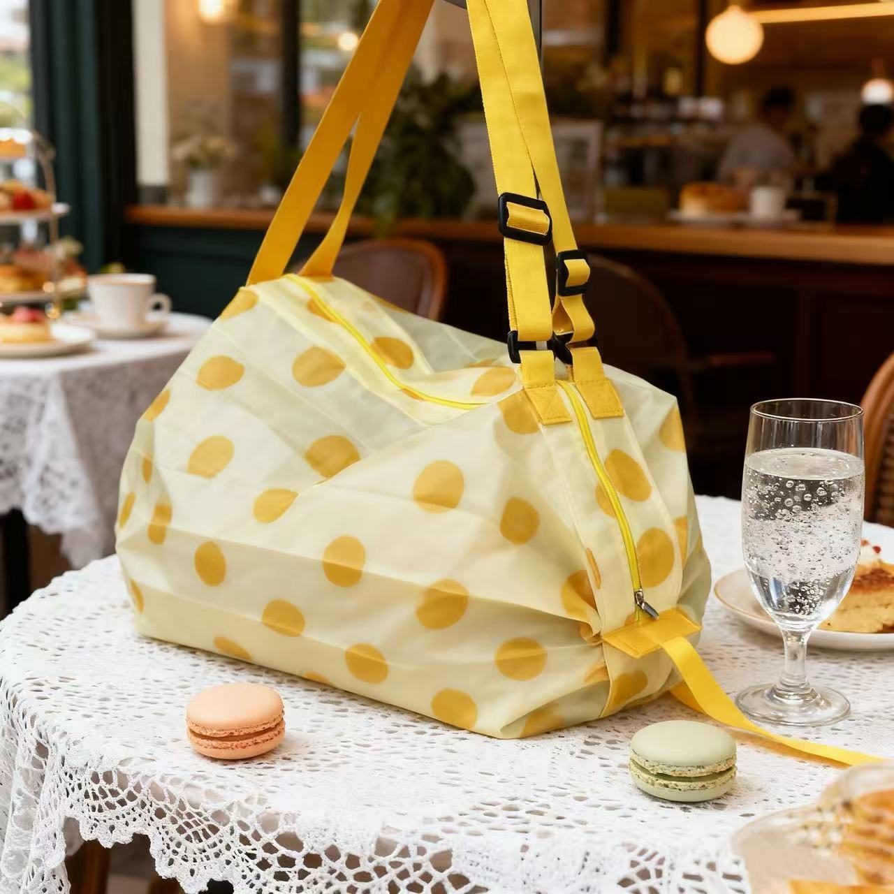 Bolsa plegable para órgano, gruesa, amarilla con puntos ondulados, 5035-plana, 728 cm.