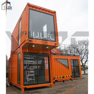 Contenedor amarillo negro de dos pisos, espacio de oficina con fachada de vidrio, aire acondicionado y estructura modular - Product Image 2
