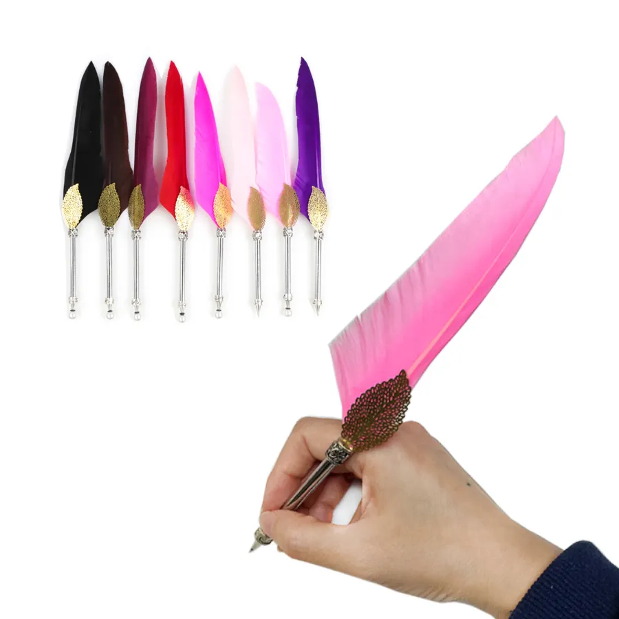 Design personalizzato 24 colori penna a sfera di alta qualità con penna a sfera con piuma