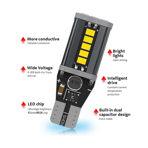 Araba LED ampul W16W T15 921 araba işık Vehicle emc 19SMD Canbus araç yedekleme ters arka sinyal gösterge lambası için LED sarı işık - Product Image 3