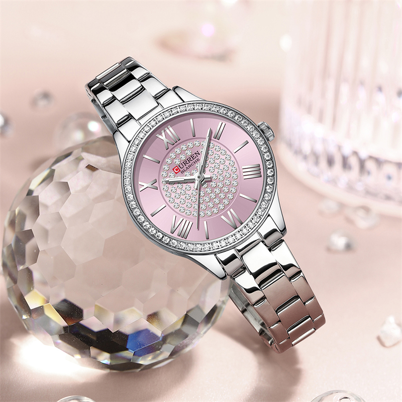 CURREN Top Brand Fashion Ladies Watches Stainless Steel Band Quartz Female Wristwatch Ladies Gifts Clock Relogio Feminino