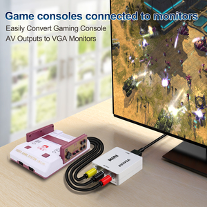 Mini convertidor de vídeo de 1080P, convertidor de vídeo RCA AV a VGA con Audio de 3,5mm AV2VGA / CVBS + Audio a PC HDTV