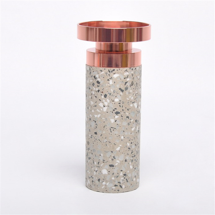 Exquisite table candle holder candle plate stand / tall terrazzo candlestick for candle