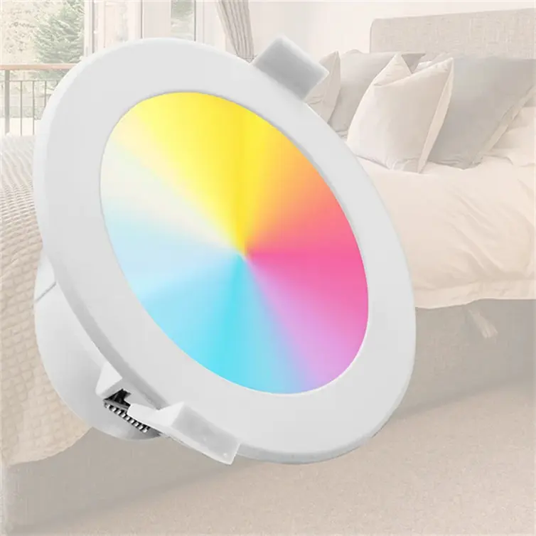 Lampe pour maison intelligente 10W 8W RGB Dimmable Wifi APP TUYA Encastré Rond Downlight