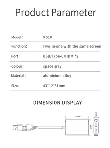 USB 3.0/Type-C至双1080P 60hz高清显示适配器2个不同的屏幕扩展器MST集线器，适用于M1 M2 Mac10.15 Windows10笔记本电脑 - Product Image 6