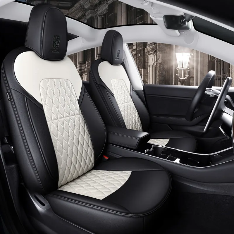 Fabrika doğrudan çok yönlü özelleştirilmiş hakiki deri araba koltuğu kapakları Tesla modeli 3/Model Y/Model S/Model X