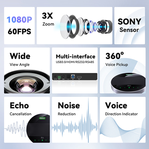 2024 Hot Sale Professional TEVO-VHD3U+M5B 3x Zoom PTZ Conference Cameras USB/HDMI Omnidirectional Conference Microphone System