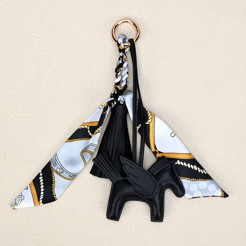 Black tassel silk scarf + black horse