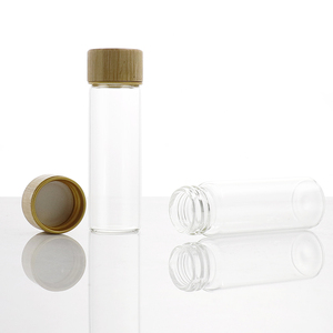 22 MM Round High Borosilicate Glass Storage Jars Bottles <strong>Tubes</strong> With Bamboo Wood Lid for Food Multiple Sizes From 5ml to 12ml