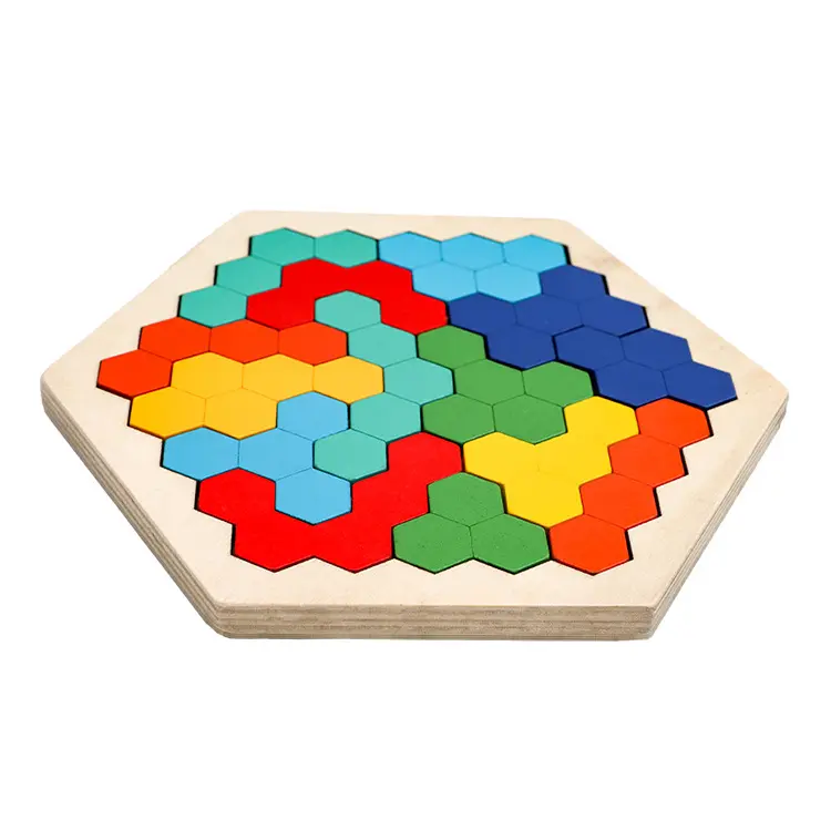 Kreative Farbe Hexagon Honeycomb Kids Pädagogisches Holz puzzle Spielzeug Klassisches handgemachtes Holz intelligenz puzzle