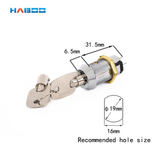 HABOO 19mm HB209高セキュリティオフスイッチ自動ドアアクセス制御キースイッチロック3ポジション入力電圧24vdc - Product Image 6