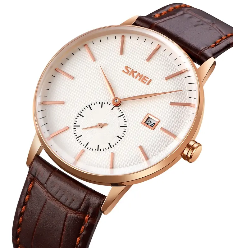 SKMEI-Reloj de pulsera de cuero para hombre, cronógrafo original de marca, venta al por mayor, precio barato, 9273