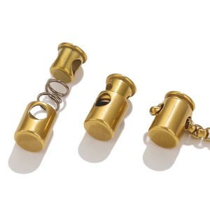 5pcs/bag Elastic Spring Push-pull Adjustable <strong>Clasp</strong> <strong>Clasps</strong> &amp; Hooks Diy PVD 18k Gold Plated <strong>String</strong> Chain Positioning Buttons - Product Image 2