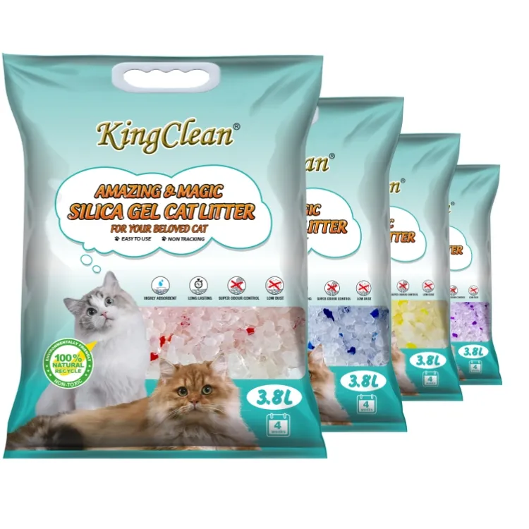 China Pet Suppliers 3.8L clumping crystal cat litter crystal silica gel cat litter bulk crystal silica gel cat litter
