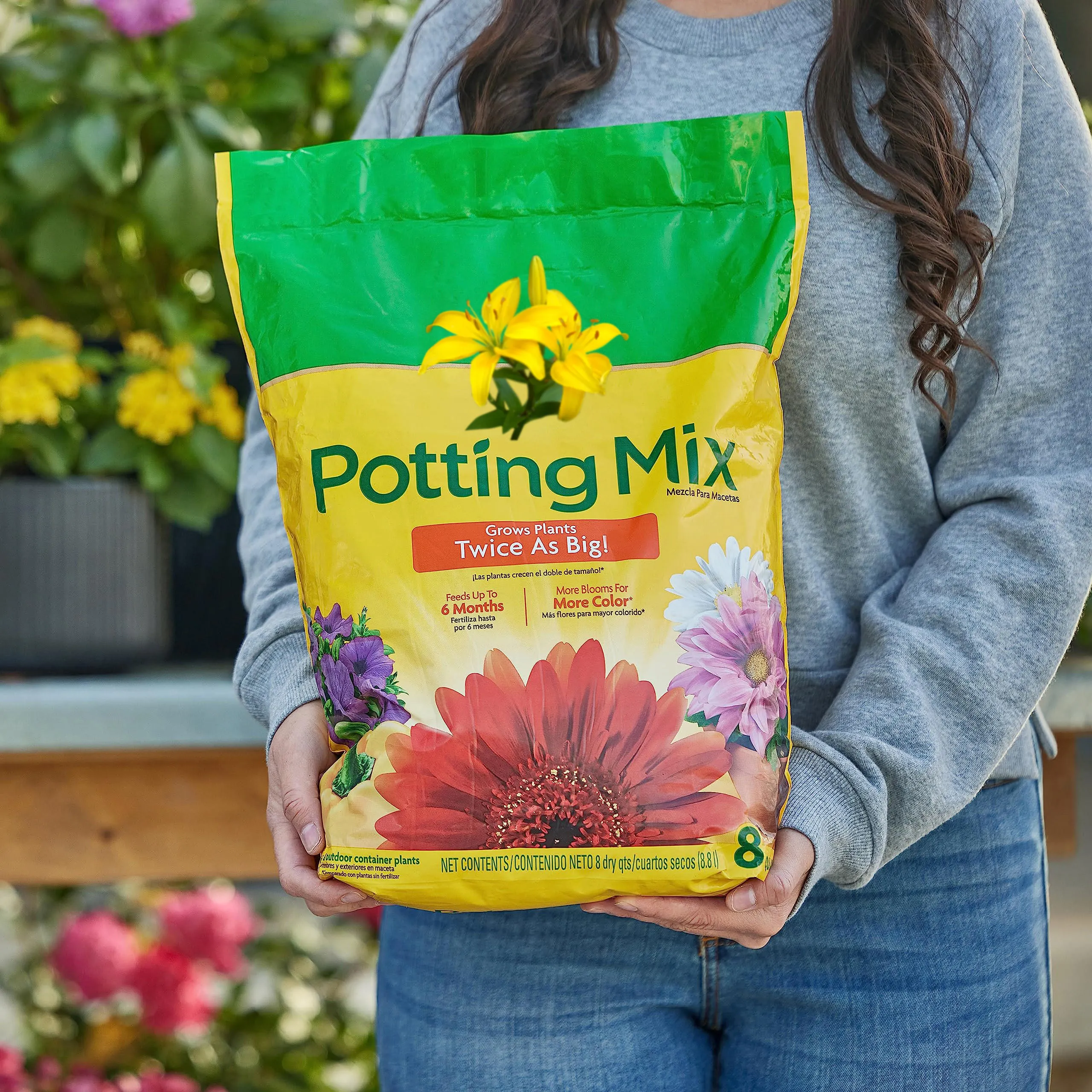 Wholesale Custom Printing Water Proof Potting Soil Mix Packaging Tear Notch Plastic Bags Planting Flat Bottom Packaging