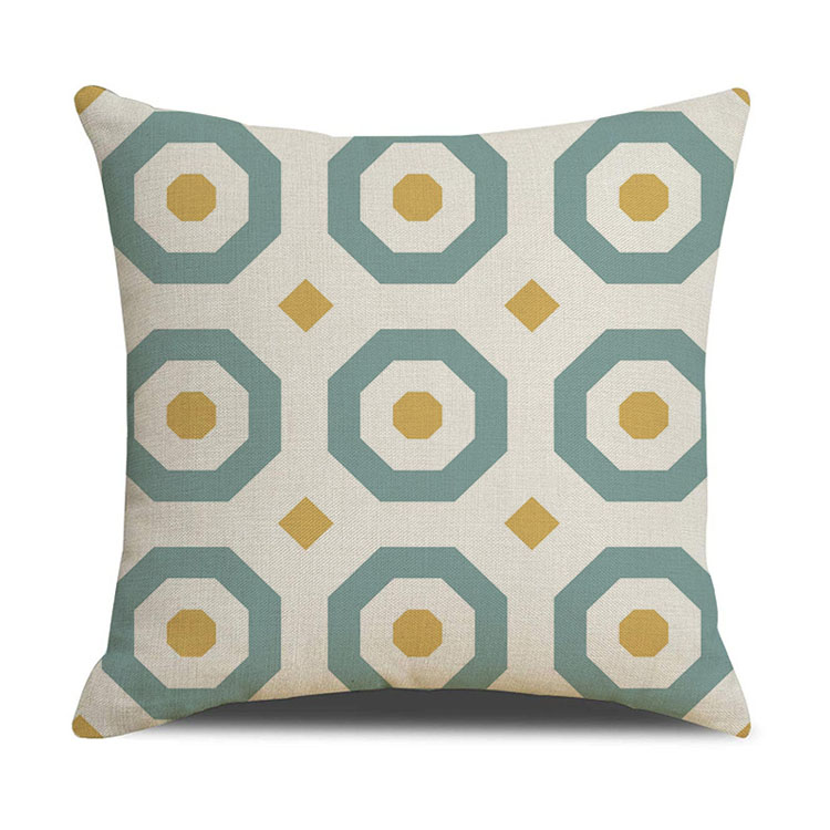 Nordic Geometric Plaid Linen Pillowcase Cushion Cover Printed Car Sofa Bed Pillow Cushion Pillow Cover