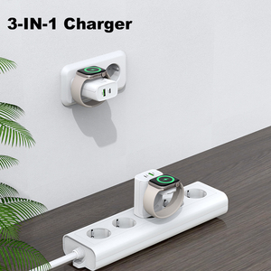 3 in 1 เครื่องชาร์จบล็อกบิวท์อินนาฬิกาชาร์จ 33W พอร์ตคู่ GaN ชาร์จอิฐ USB C ปลั๊กผนังสําหรับ Apple Samsung - Product Image 1