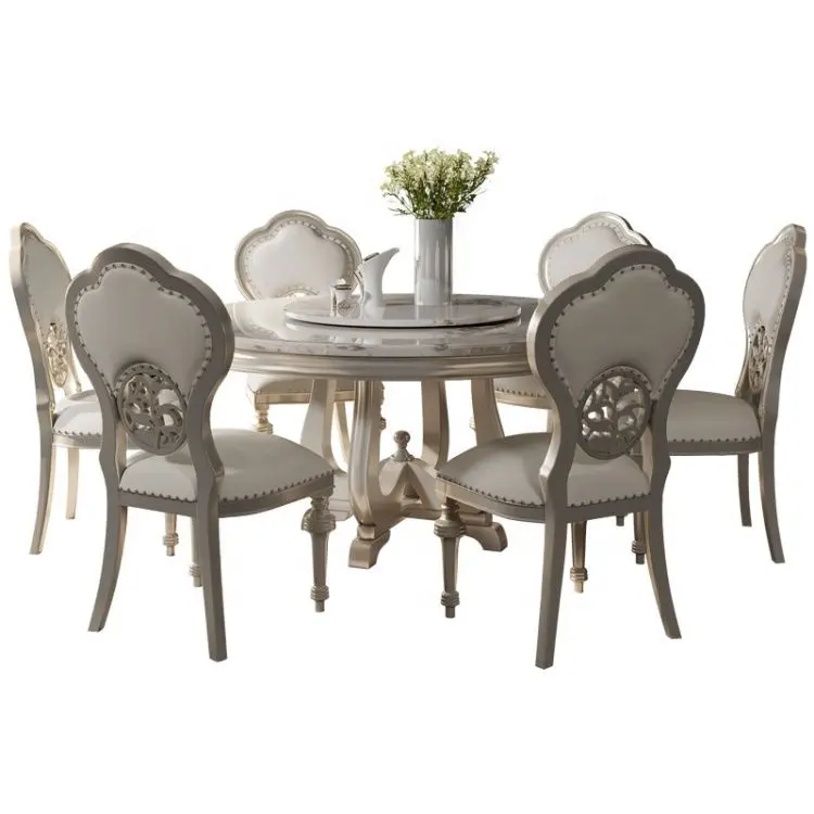 Ensemble table à manger ronde moderne et chaises pour 6 derniers meubles en bois avec chaises de salle à manger élégantes