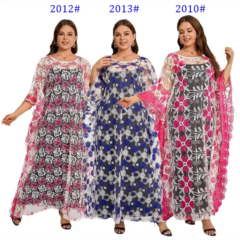 Moda musulmana Boubou Abayas abito elegante africano abiti da donna Dashiki Ankara pizzo abiti abito Kaftan Maxi abito